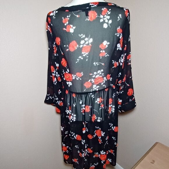 Torrid Floral Print Chiffon Dress Graphic Poppies Size 0 - Picture 4 of 11